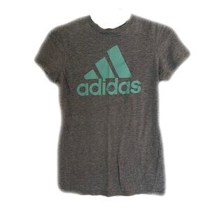 Adidas Short Sleeve Go-To Tee  | Heather Gray & Teal | Size Small